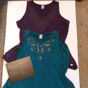 Two 3xl tanks. Purple and teal- great condion